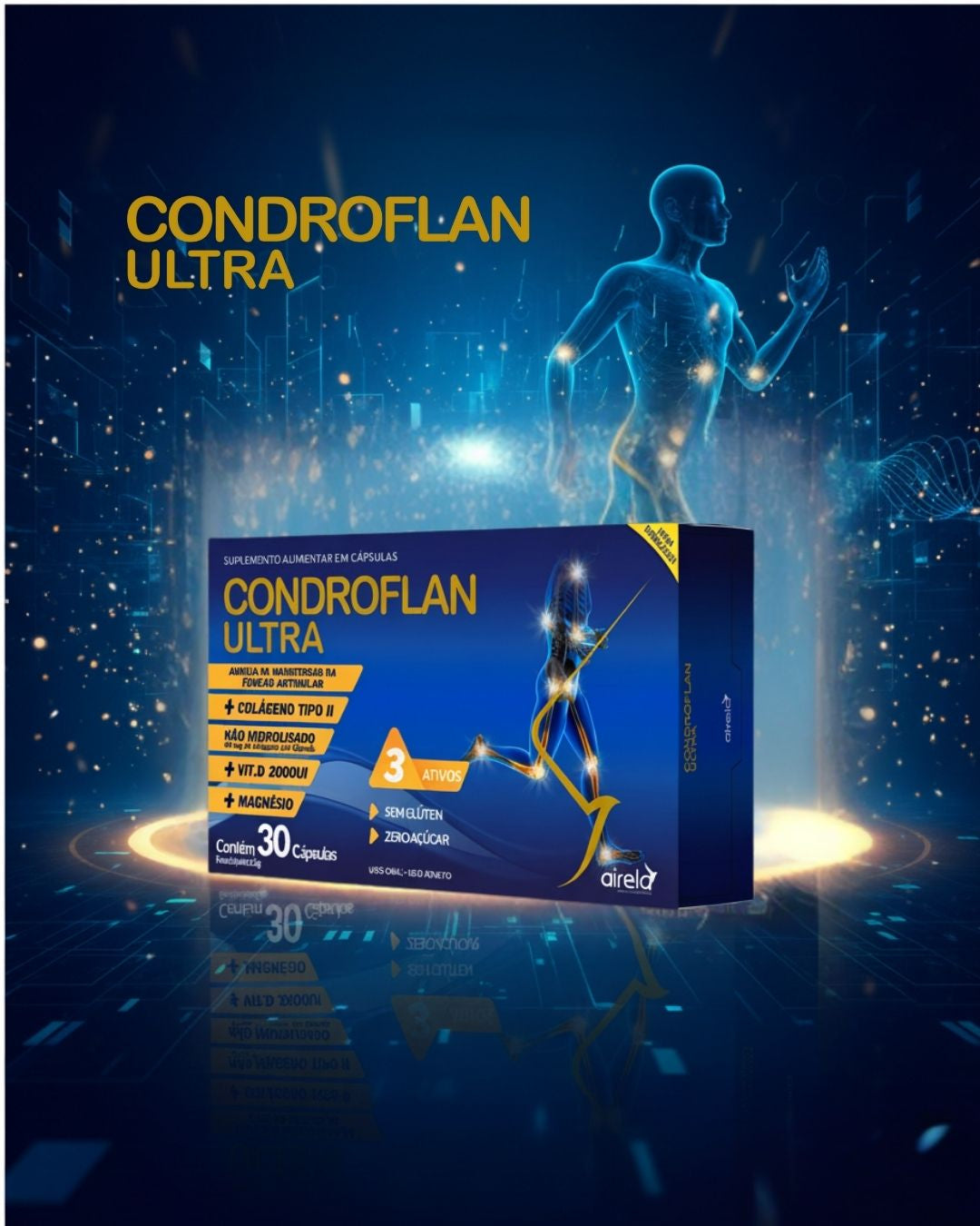 Condroflan Ultra - Suplemento para saúde articular com colágeno tipo II + magnésio + vitamina D - 30 cápsula