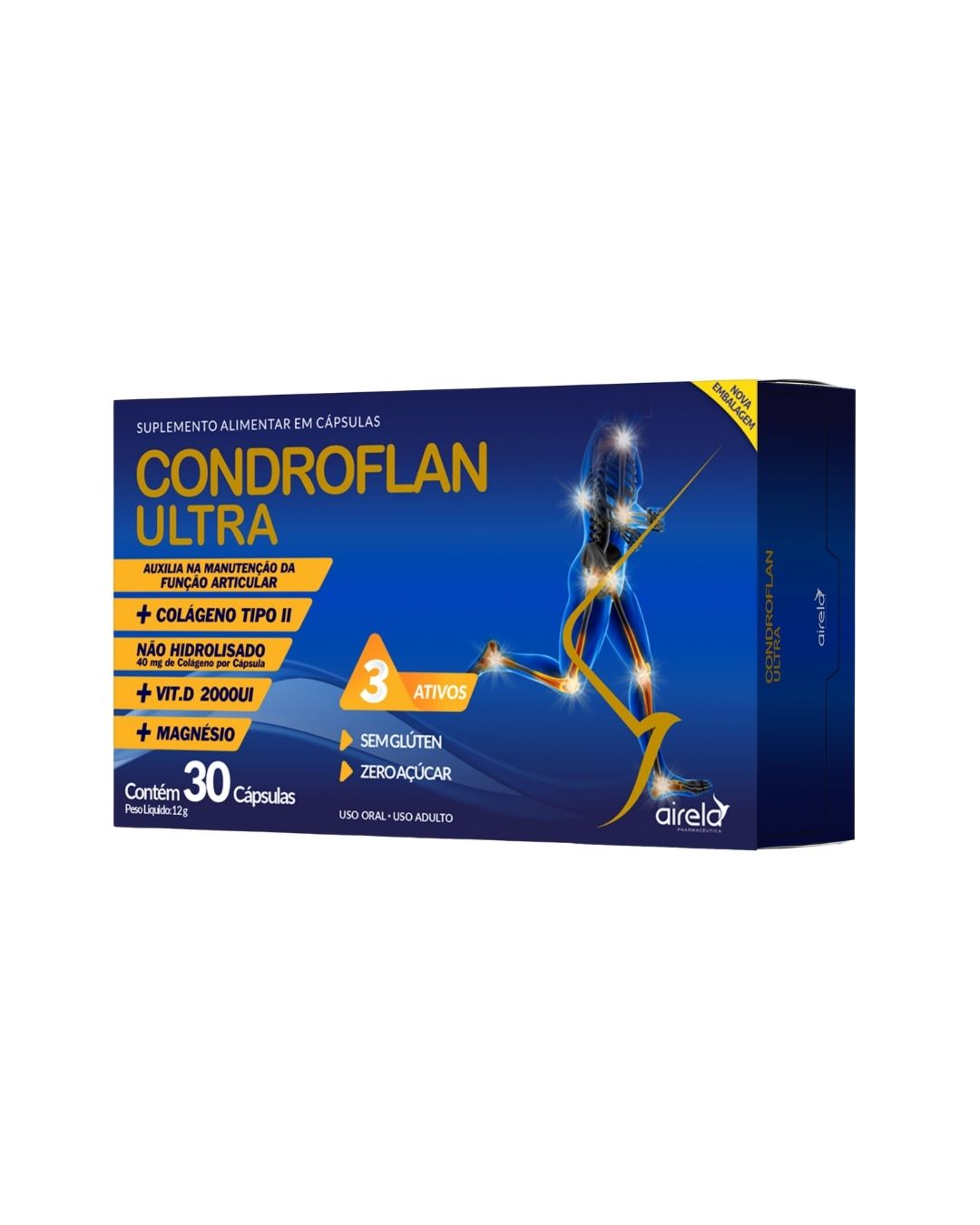Condroflan Ultra - Suplemento para saúde articular com colágeno tipo II + magnésio + vitamina D - 30 cápsula