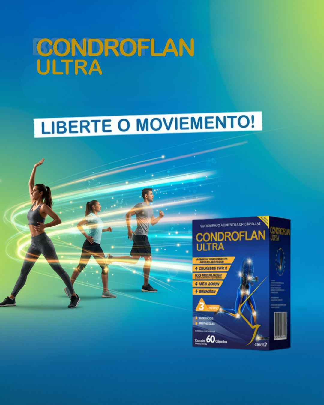 Condroflan Ultra - Suplemento para saúde articular com colágeno tipo II + magnésio + vitamina D - 60 cápsulas