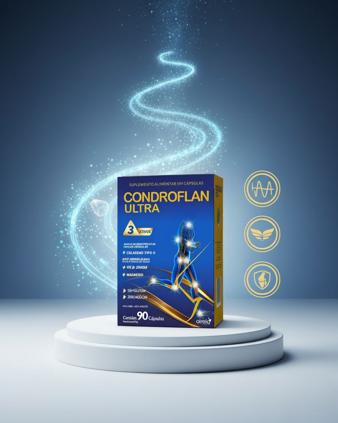 Condroflan Ultra - Suplemento para saúde articular com colágeno tipo II + magnésio + vitamina D - 90 cápsulas