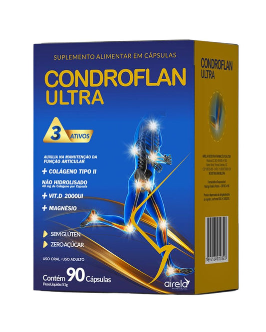 Condroflan Ultra - Suplemento para saúde articular com colágeno tipo II + magnésio + vitamina D - 90 cápsulas