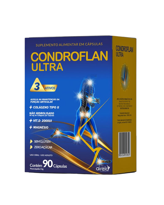 Condroflan Ultra - Suplemento para saúde articular com colágeno tipo II + magnésio + vitamina D - 90 cápsulas