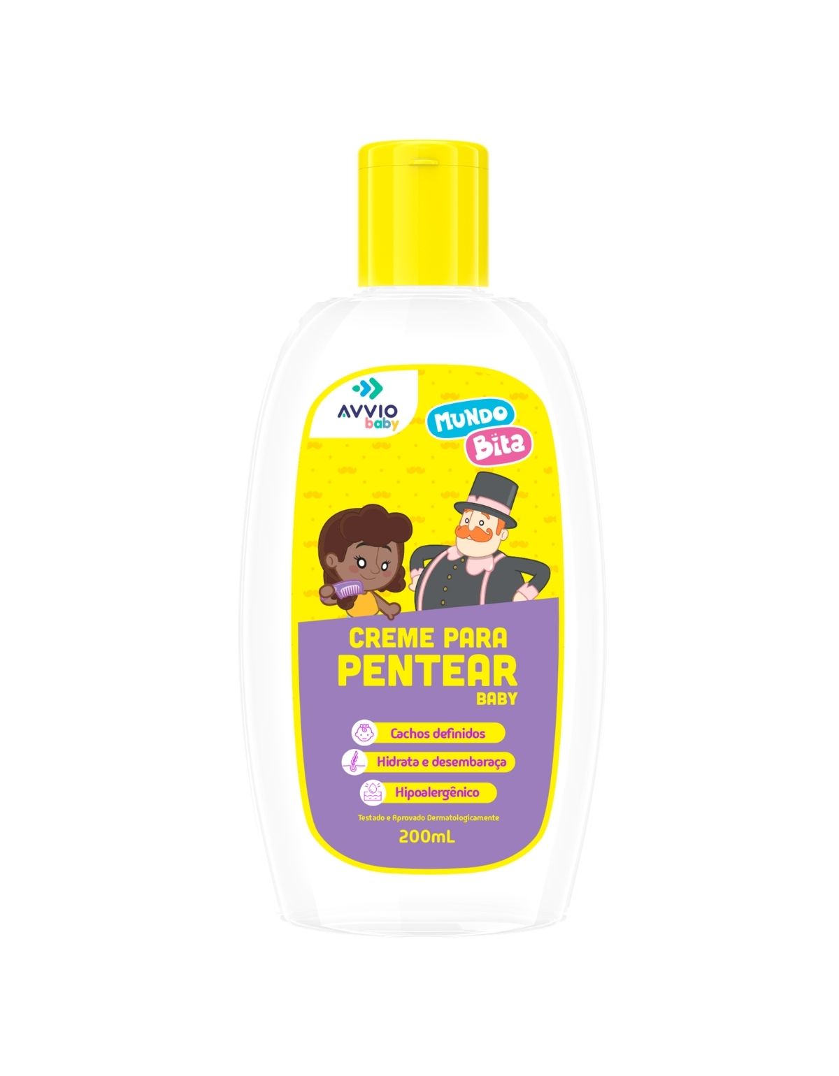 Creme Para Pentear Baby e Infantil Mundo Bita Hidratação Nutrição AVVIO Cuidado Infantil - 200ml