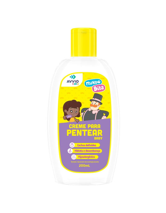 Creme Para Pentear Baby e Infantil Mundo Bita Hidratação Nutrição AVVIO Cuidado Infantil - 200ml