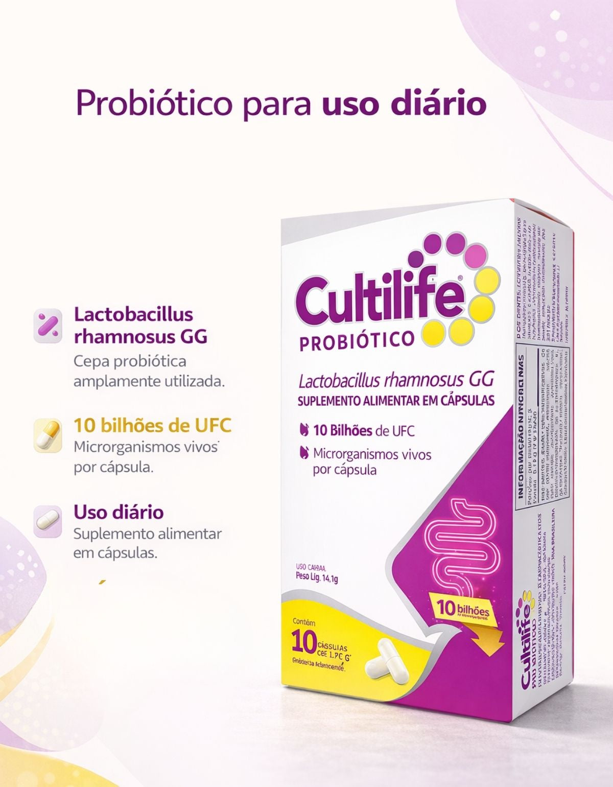 Cultilife Probiótico Equilíbrio Intestinal Airela Lactobacillus - 10 Cápsulas
