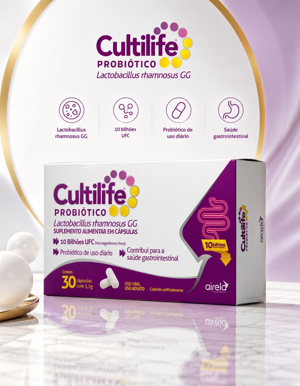 Cultilife Probiótico Equilíbrio Intestinal Airela Lactobacillus - 30 Cápsulas