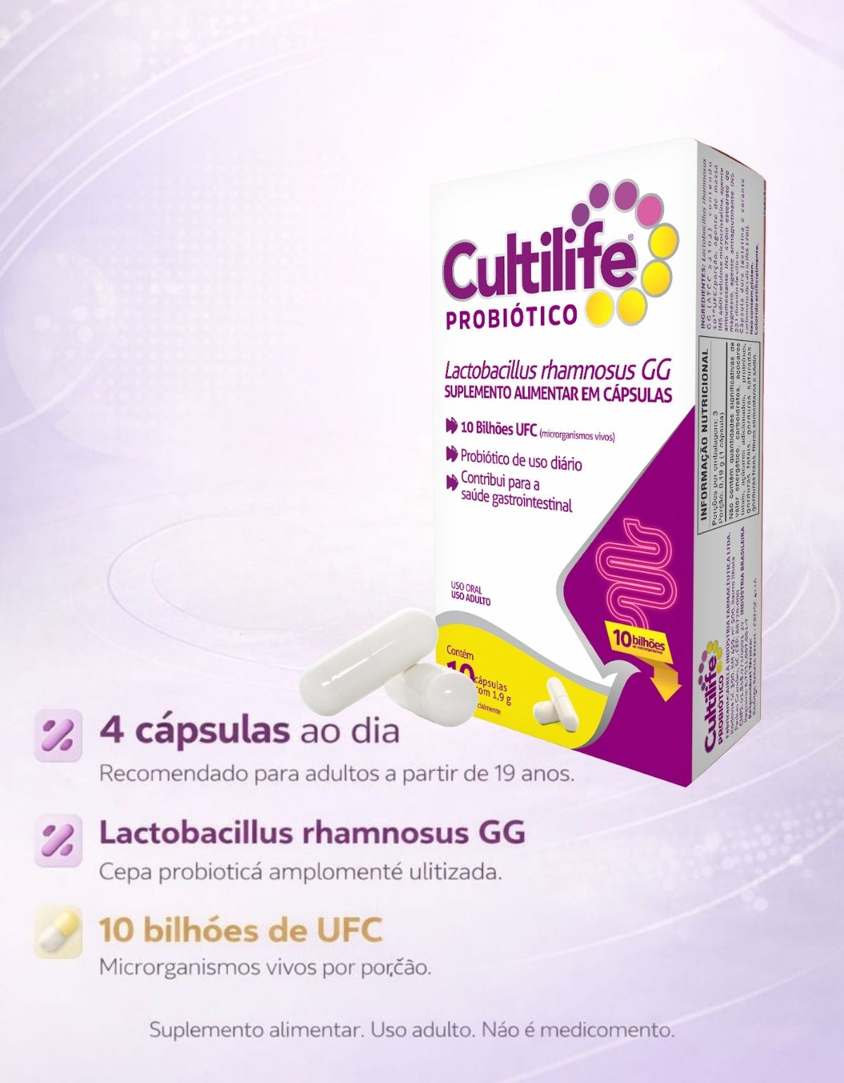 Cultilife Probiótico Equilíbrio Intestinal Airela Lactobacillus - 10 Cápsulas