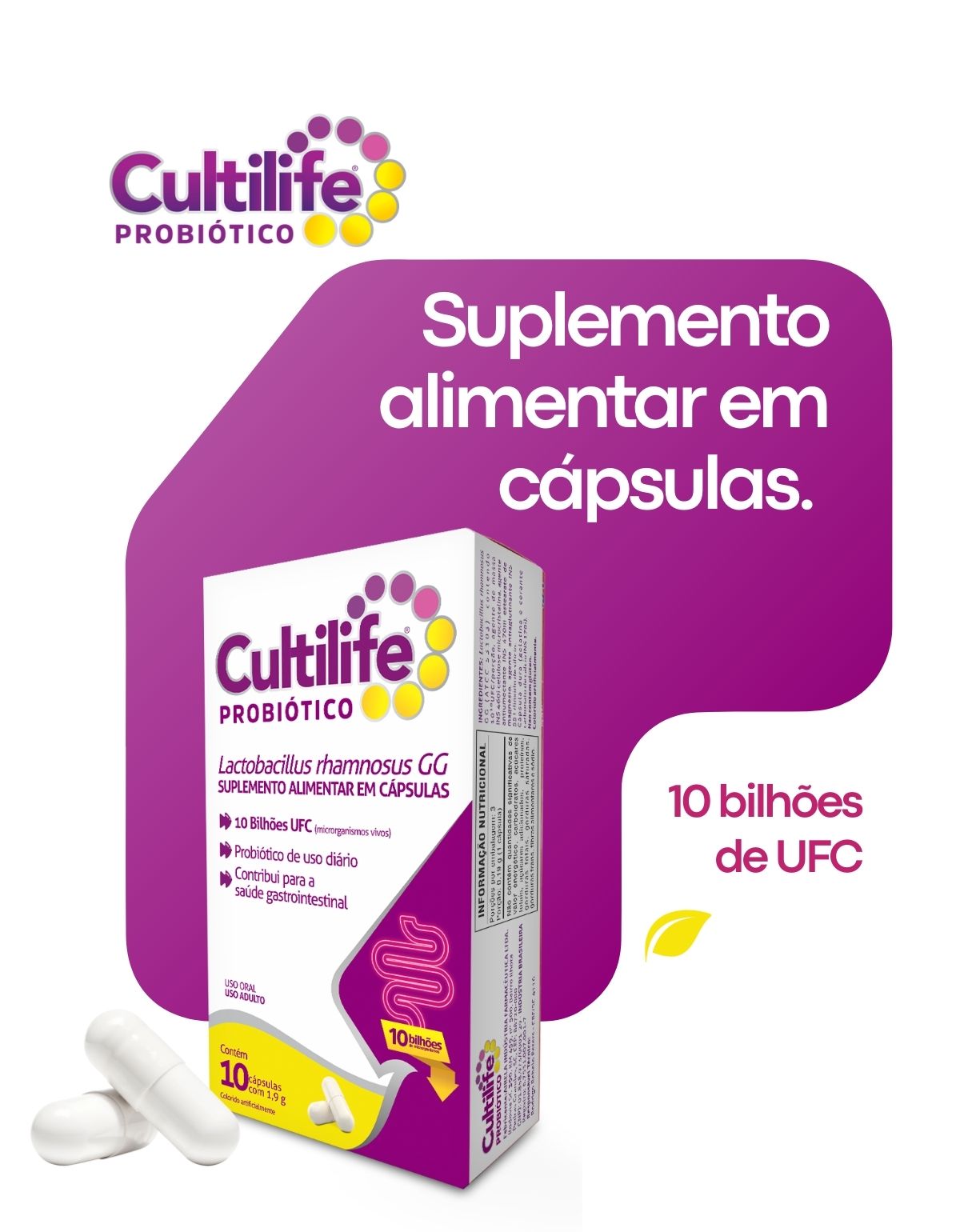 Cultilife Probiótico Equilíbrio Intestinal Airela Lactobacillus - 10 Cápsulas