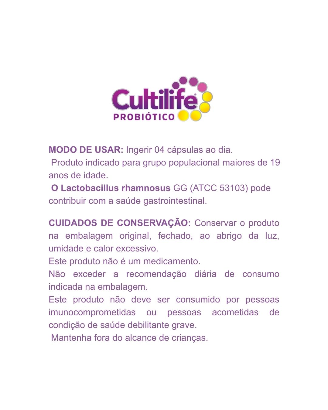 Cultilife Probiótico Equilíbrio Intestinal Airela Lactobacillus - 30 Cápsulas