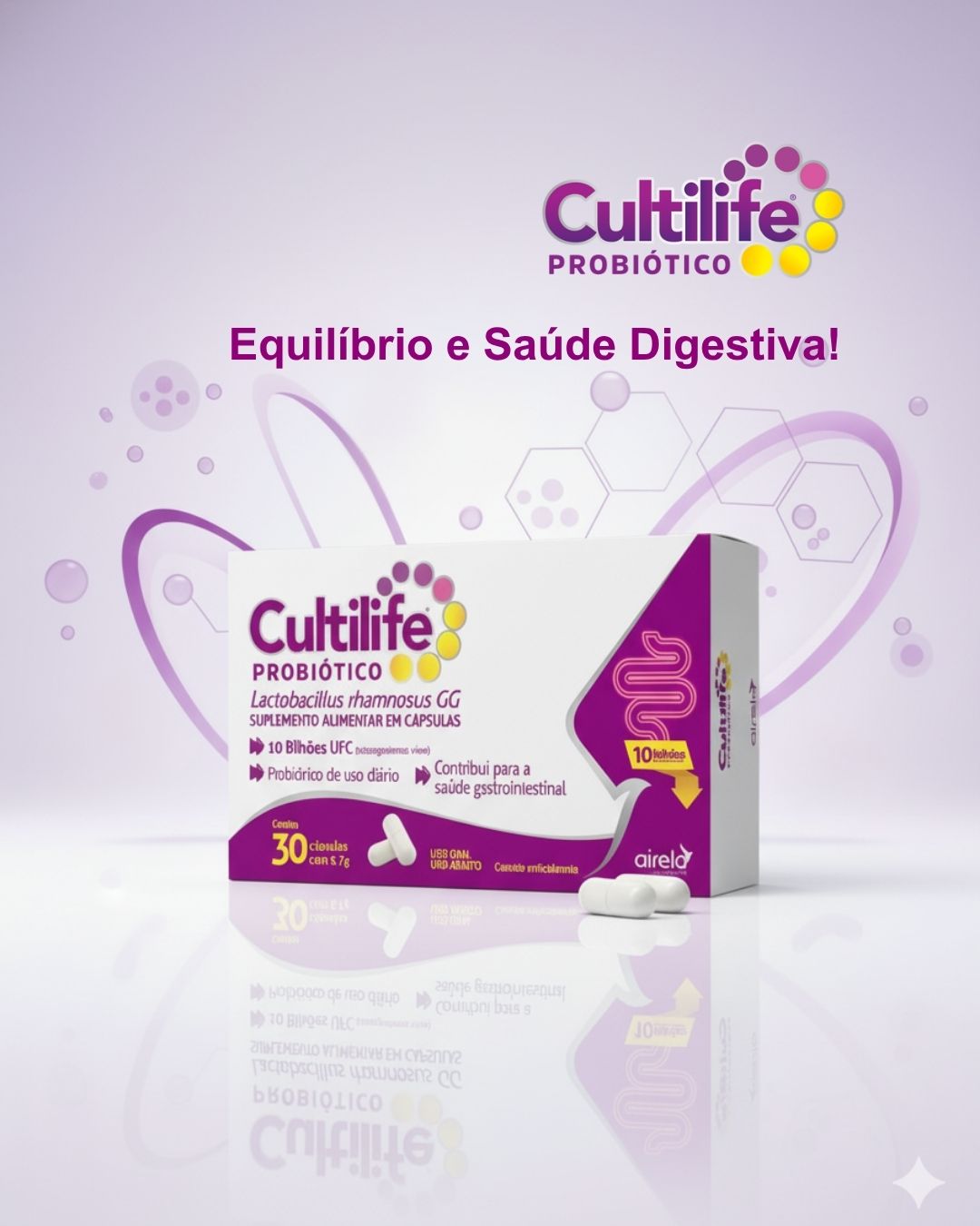 Cultilife Probiótico Equilíbrio Intestinal Airela Lactobacillus - 30 Cápsulas