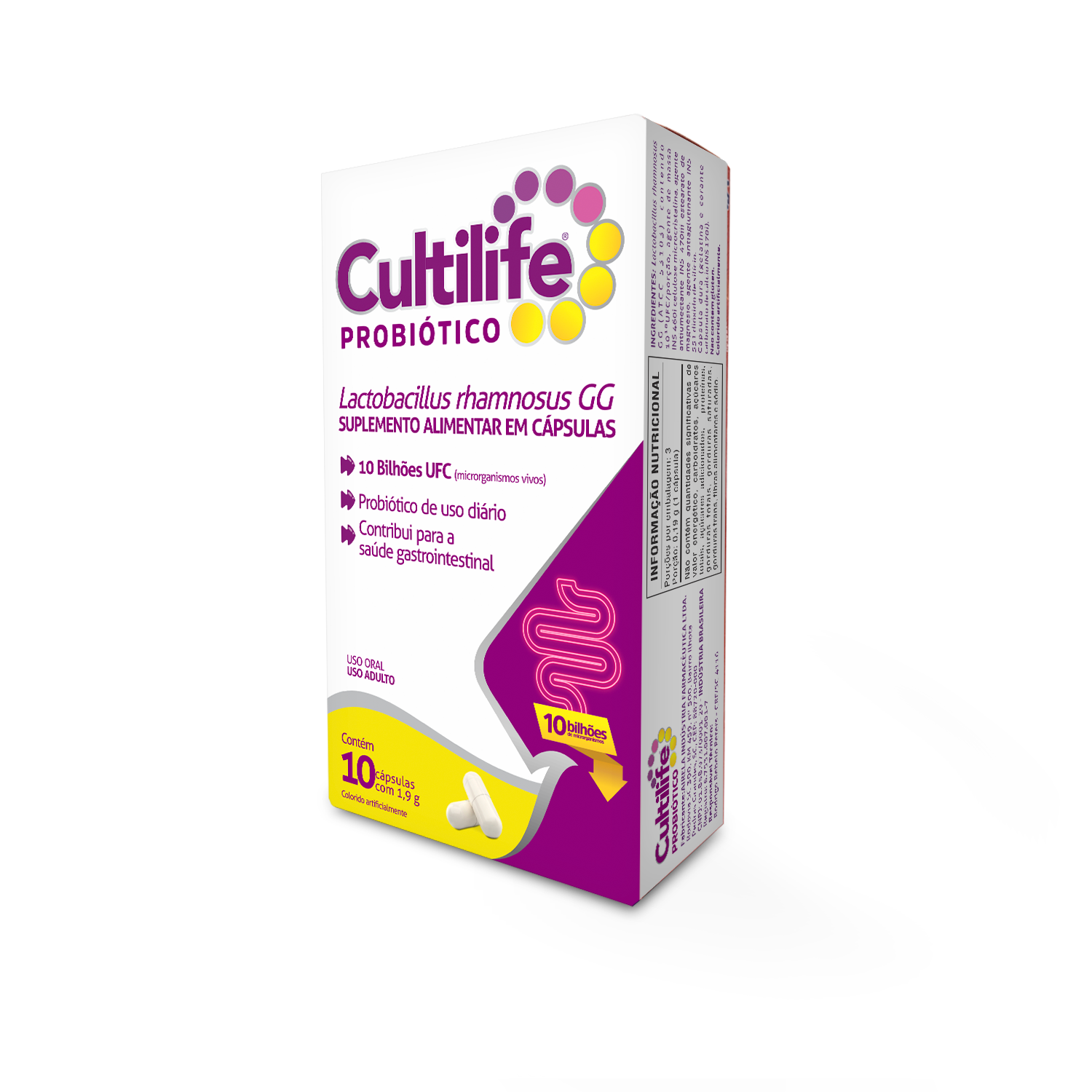 Cultilife Probiótico Equilíbrio Intestinal Airela Lactobacillus - 10 Cápsulas