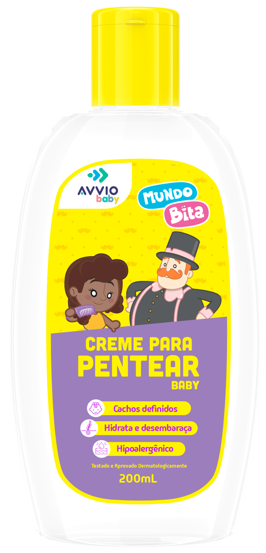 Creme Para Pentear Baby e Infantil Mundo Bita Hidratação Nutrição AVVIO Cuidado Infantil - 200ml - Macrofarma
