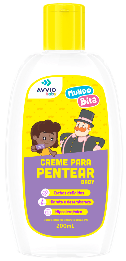 Creme Para Pentear Baby e Infantil Mundo Bita Hidratação Nutrição AVVIO Cuidado Infantil - 200ml - Macrofarma