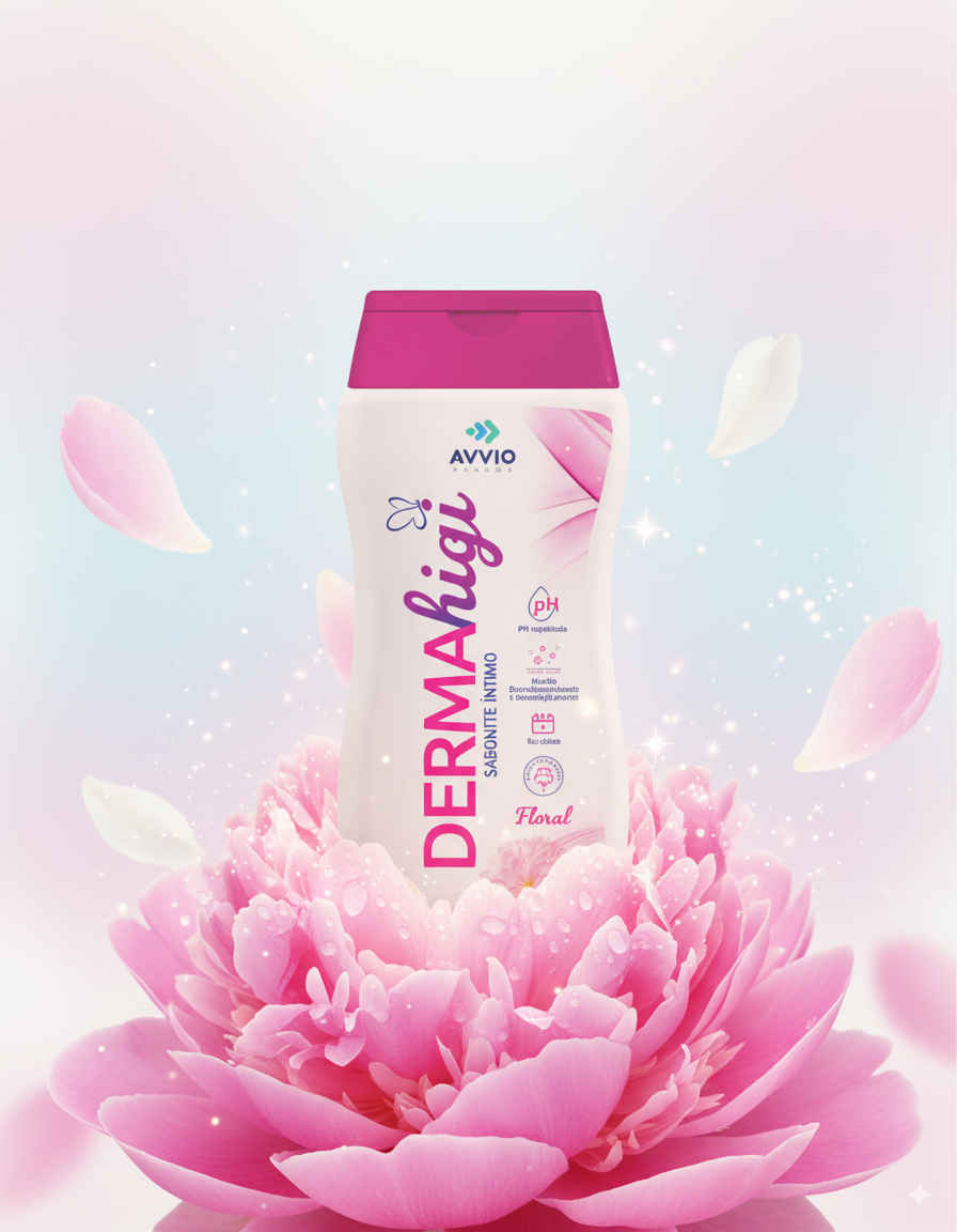 Sabonete Líquido Int Floral Dermahigi Limpeza Delicada Aroma Floral AVVIO Cuidado Íntimo - 2x200ml