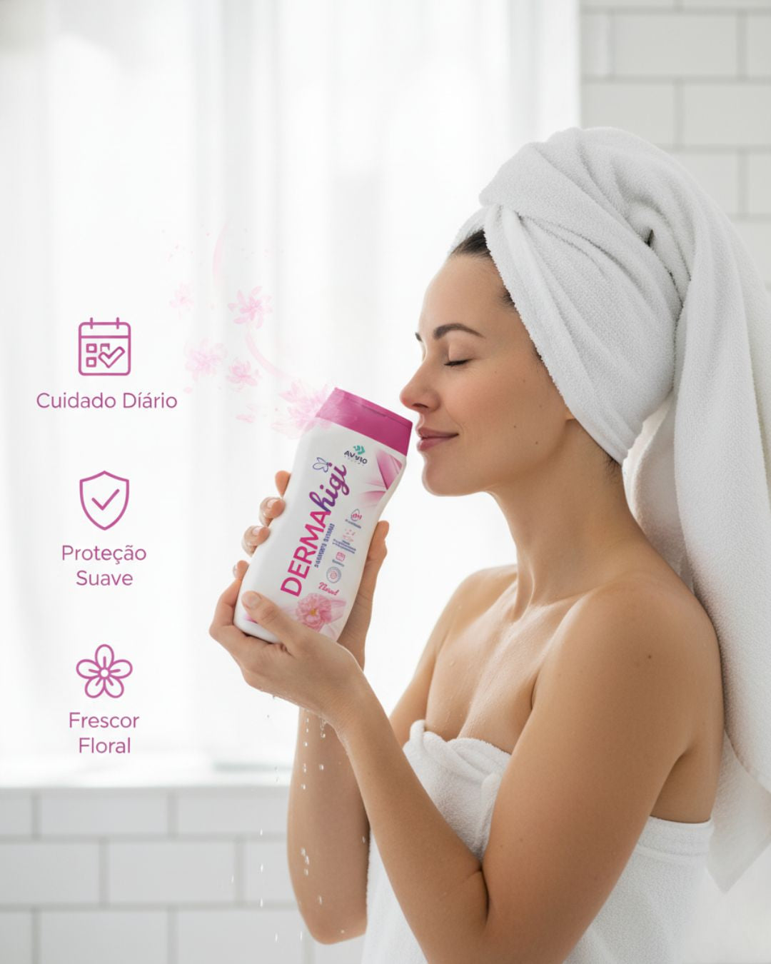 Sabonete Líquido Int Floral Dermahigi Limpeza Delicada Aroma Floral AVVIO Cuidado Íntimo - 2x200ml