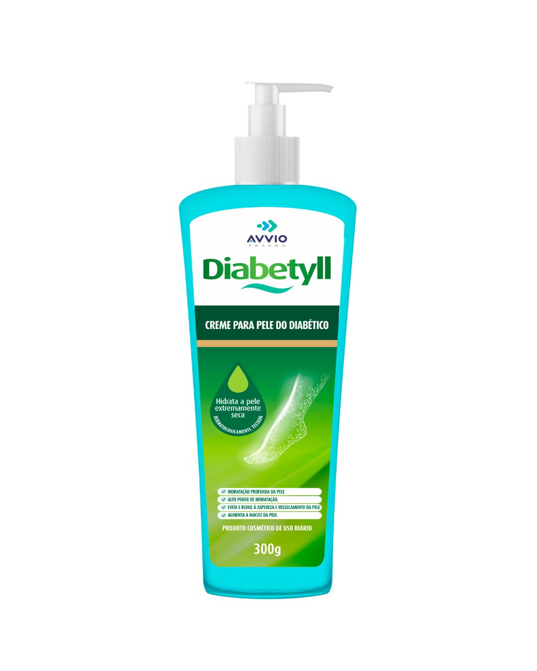 Creme Diabetyll Hidratação Reparadora AVVIO Pele Sensível - 300g