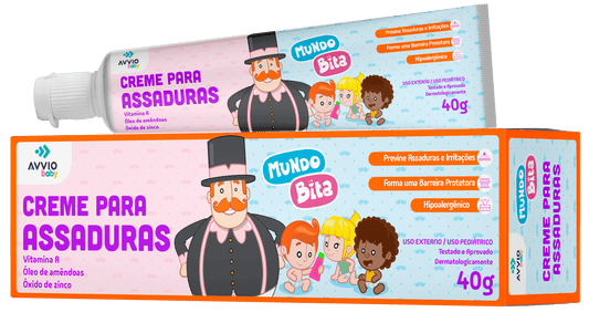 Creme Para Assadura Baby Mundo Bita Proteção Suave AVVIO Cuidado Infantil - 40g - Macrofarma