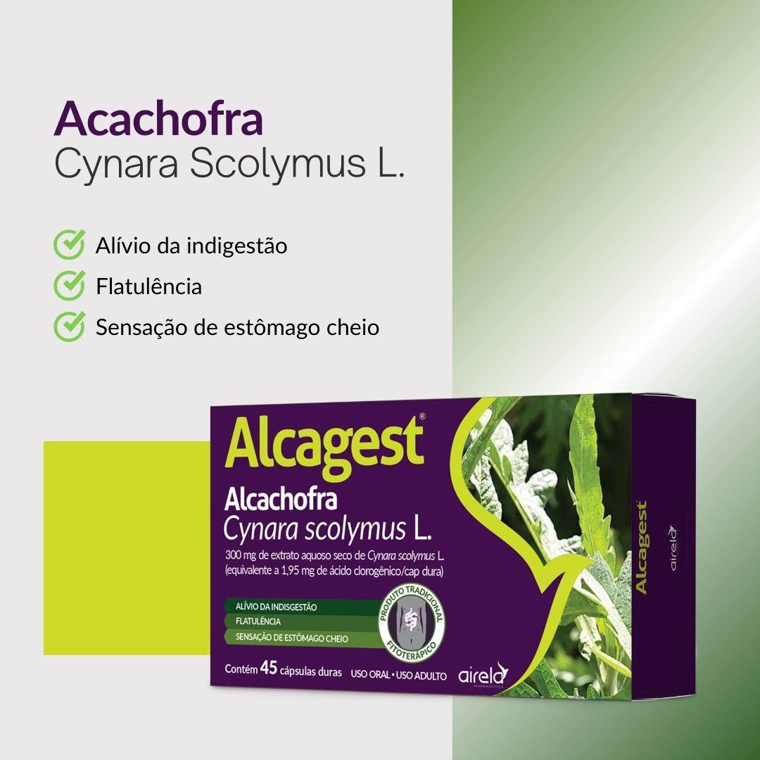Alcagest Cápsulas Saúde Digestiva Airela Alcachofra - 45 Cápsulas - Macrofarma