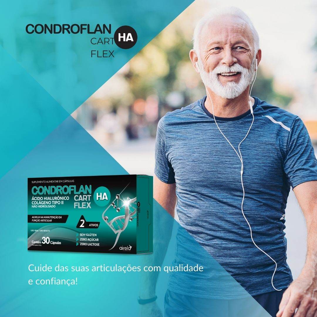 Condroflan Cápsulas HA Cart Flex Saúde Articular Airela Colágeno - 30 Cápsulas - Macrofarma