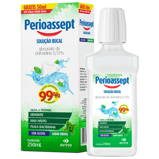 Antisséptico Bucal Perioassept com Álcool Higiene Bucal Proteção AVVIO Saúde Bucal - 250ml - Macrofarma