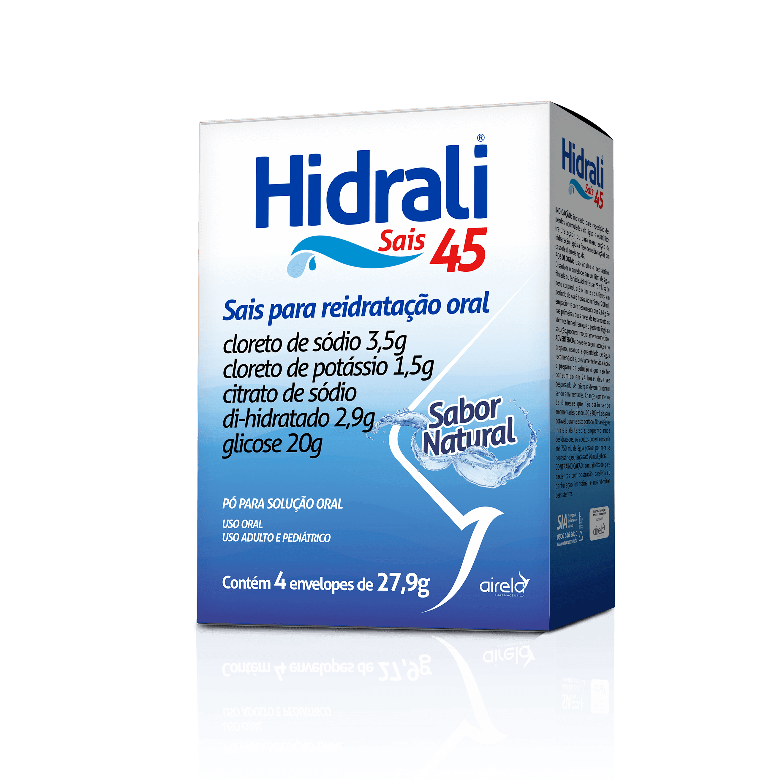 Hidrali Sachês Natural Reposição Hidroeletrolítica Airela Reidratante - 4 Envelopes - Macrofarma
