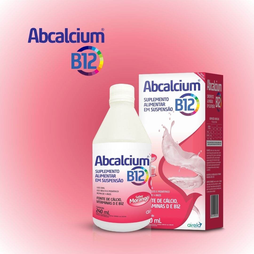 Abcalcium Suplemento B12 Fortalecimento Ósseo Airela Cálcio - 240ml - Macrofarma