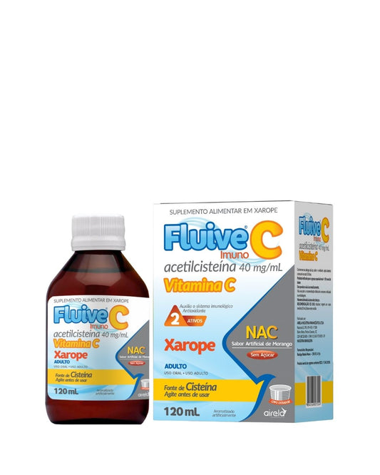 Fluive C Imuno - Suplemento com NAC + Vitamina C - Xarope 120mL Sabor Morango
