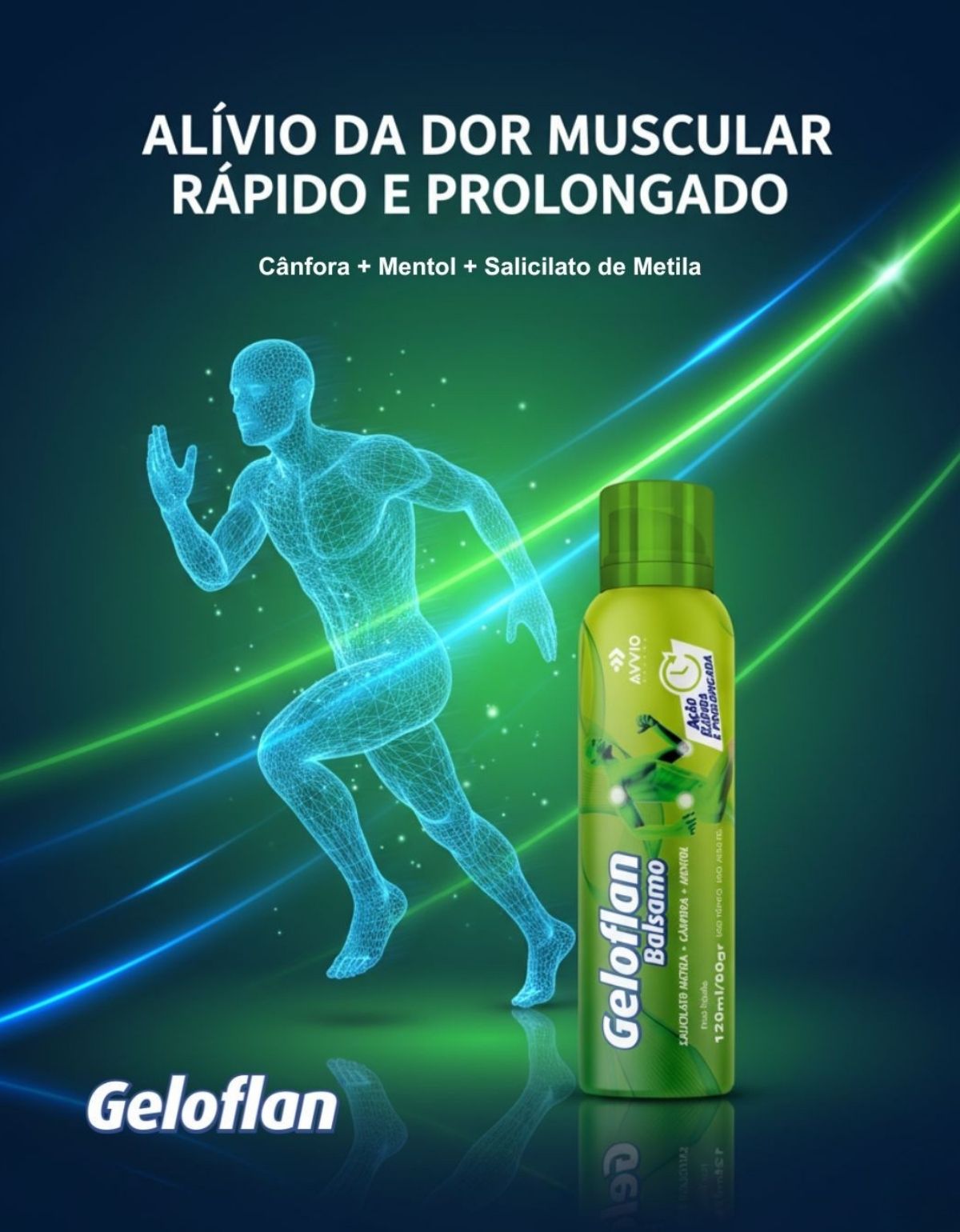 Geloflan Bálsamo 120ml - Salicilato de Metila + Cânfora + Mentol para Alívio Rápido de Dores