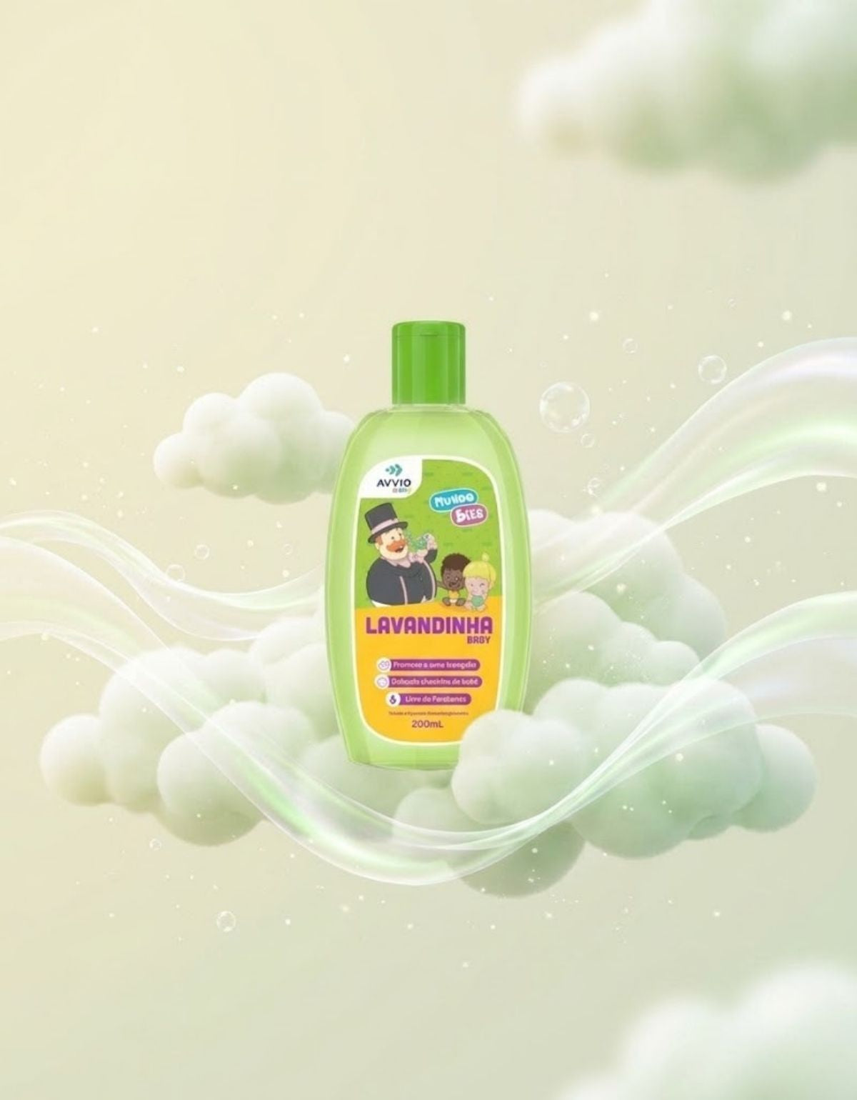 Lavandinha Baby Mundo Bita Hidratação Suave AVVIO Cuidado Infantil - 200ml