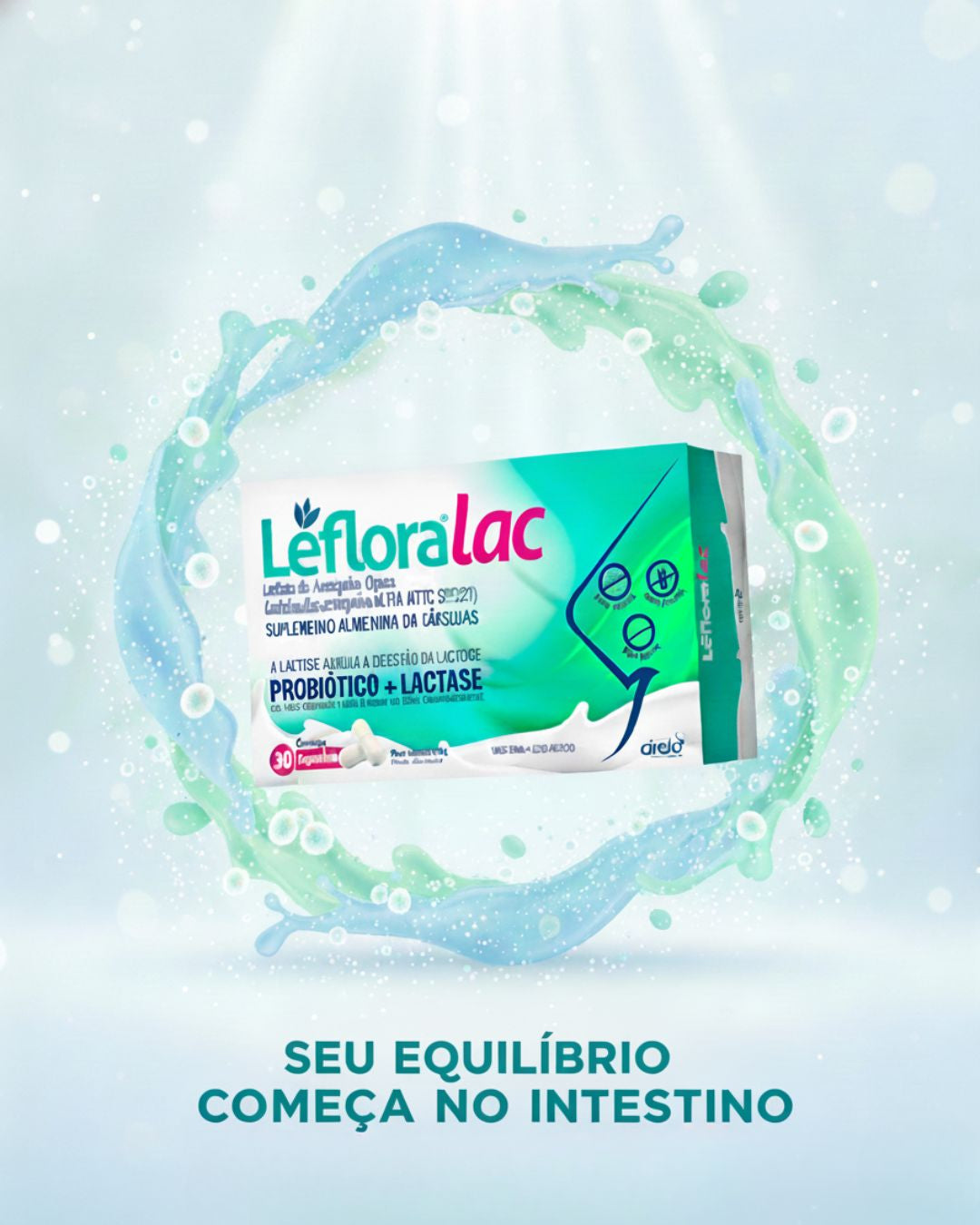 Leflora Probiótico LAC Equilíbrio Intestinal Airela Lactase - 30 Cápsulas