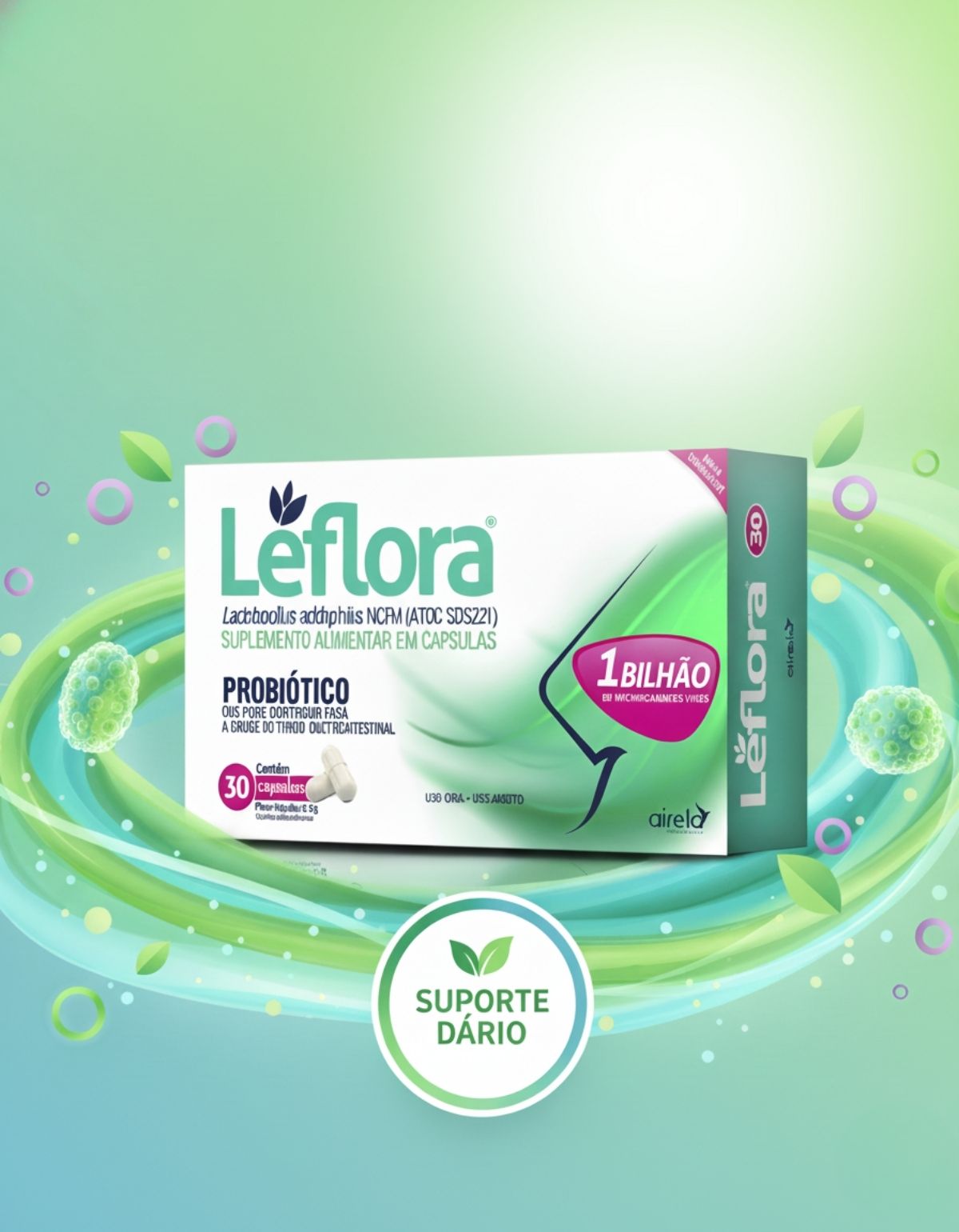 Leflora Probiótico Equilíbrio Intestinal Airela Lactobacillus - 30 Cápsulas