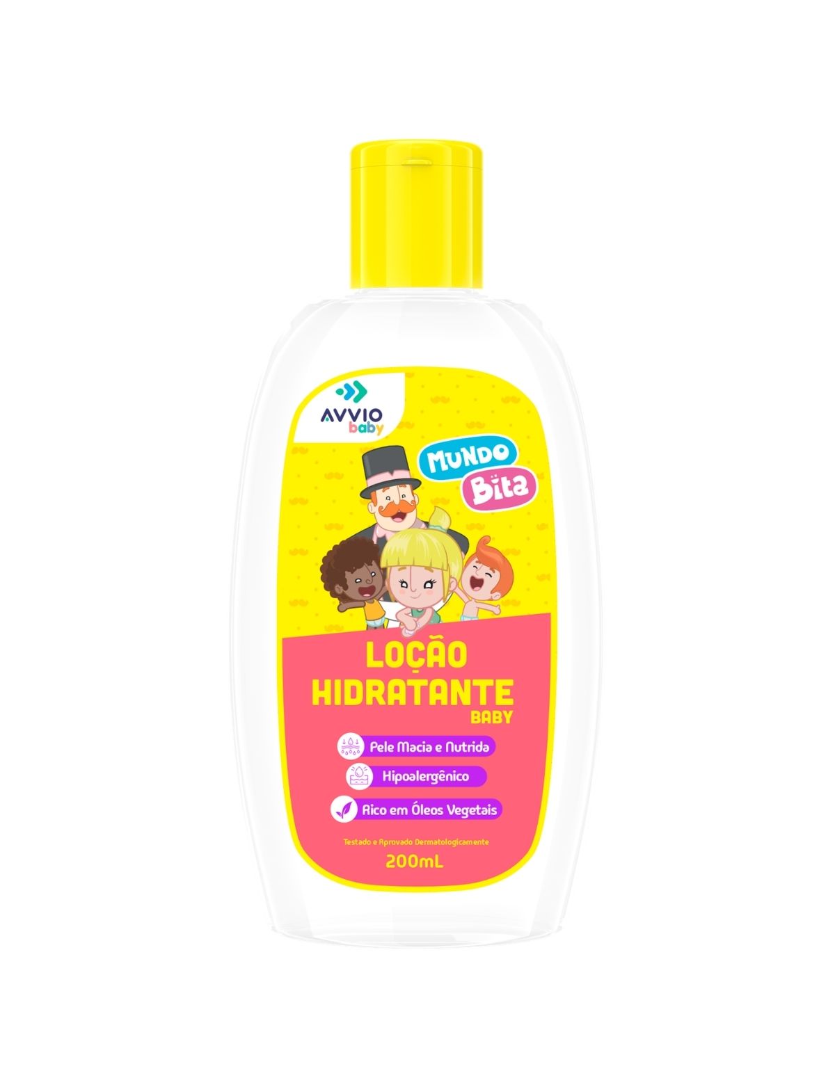 Loção Hidratante Baby Mundo Bita Hidratação Suave AVVIO Cuidado Infantil - 200ml