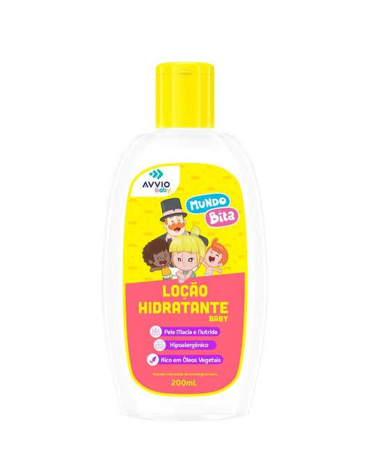 Loção Hidratante Baby Mundo Bita Hidratação Suave AVVIO Cuidado Infantil - 200ml