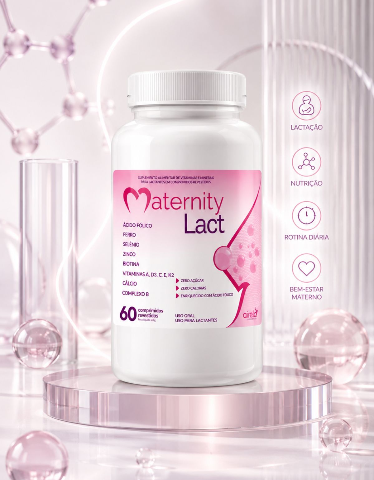 Maternity Comprimidos Lact Saúde da Mulher Airela Gestante - 60 Comprimidos