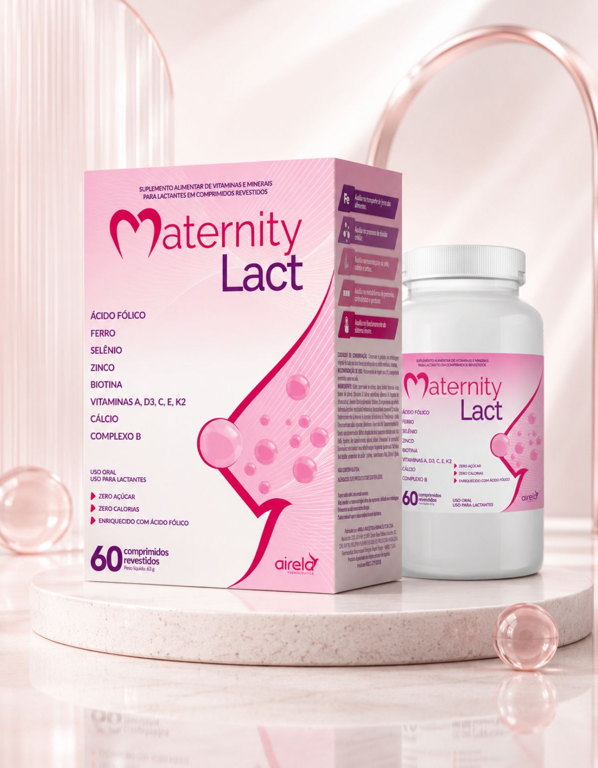 Maternity Comprimidos Lact Saúde da Mulher Airela Gestante - 60 Comprimidos