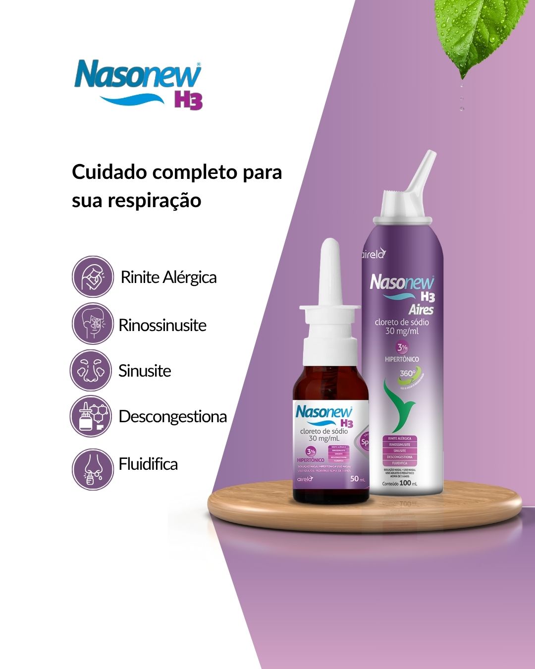 Nasonew Solução H3 Desobstrução Nasal Airela Hipertônica - 50ml