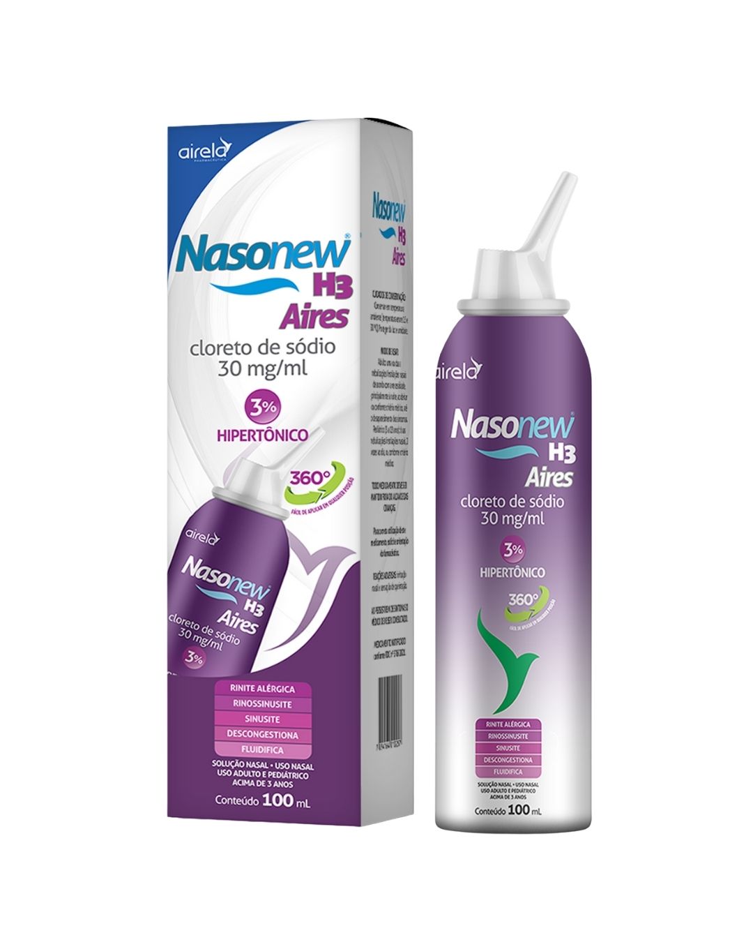 Nasonew Solução H3 Aires Desobstrução Nasal Airela Hipertônica - 100ml
