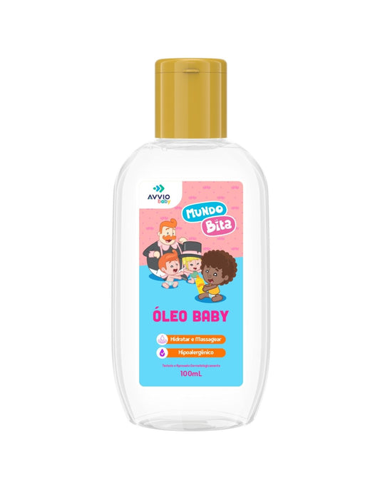 Óleo Baby Com Vitamina E Mundo Bita Hidratação Nutrição AVVIO Cuidado Infantil - 100ml