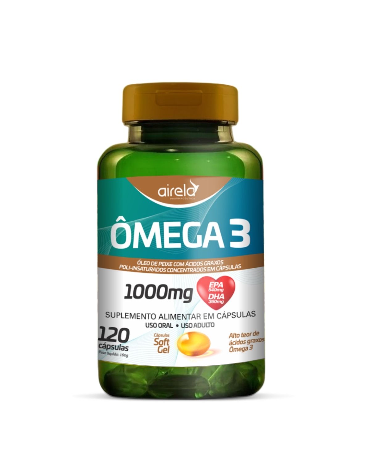 Ômega 3 Suplemento Saúde Cardiovascular Airela EPA DHA - 120 Cápsulas