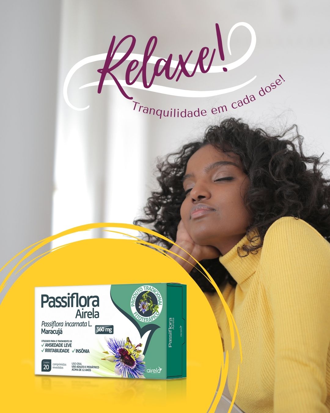 Passiflora Comprimidos Relaxamento Natural Airela Calmante - 20 Unidades