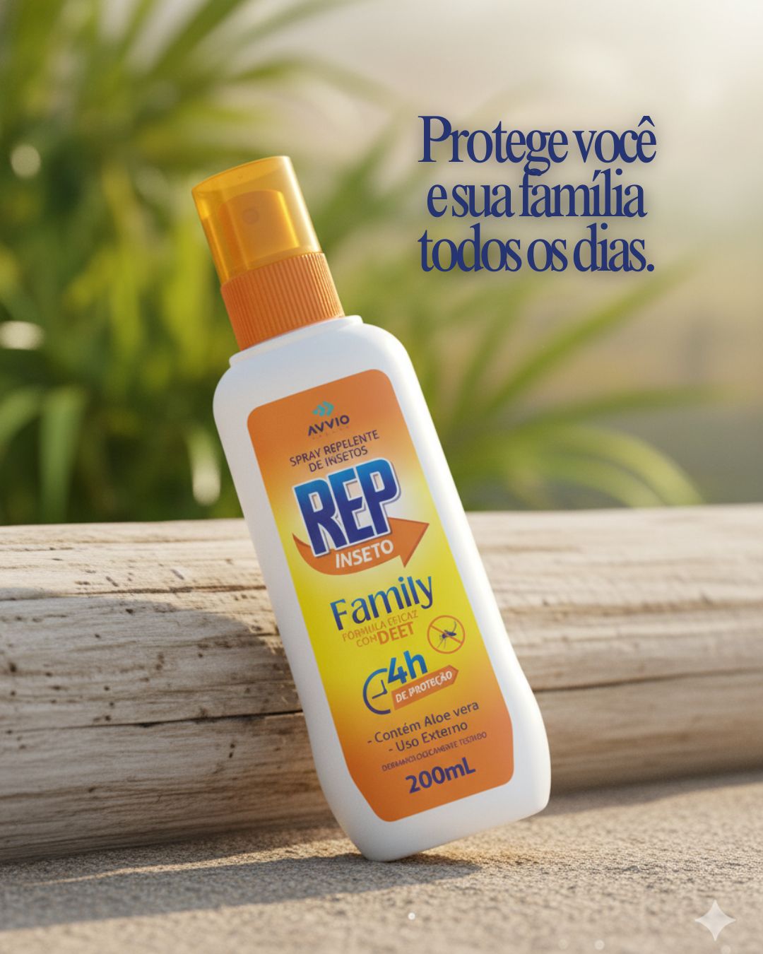 REP Inseto Spray Family Formula Avvio Repelente com DEET Aloe Vera 4h Proteção Econômico 200ml