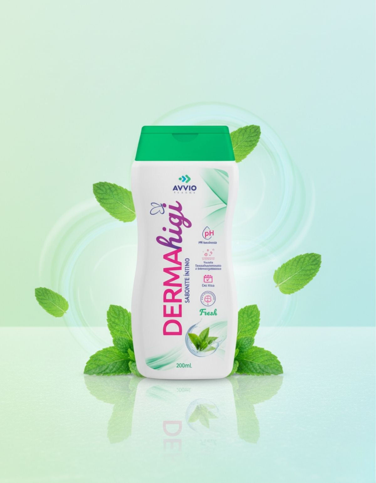 Sabonete Líquido Int Fresh Dermahigi Limpeza Delicada pH Natural Fragrância Refrescante AVVIO Cuidado Íntimo - 2x200ml