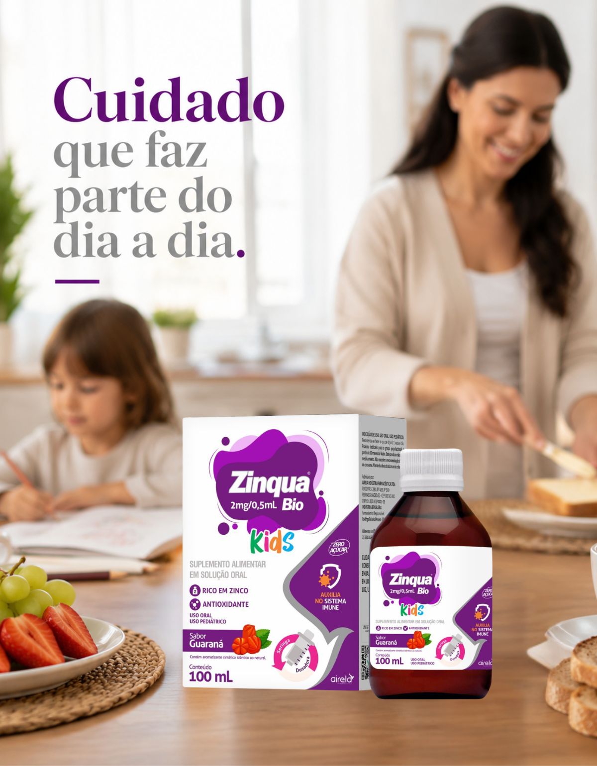 Zinqua Solução Kids Fortalecimento Imunológico Airela Zinco - 100ml