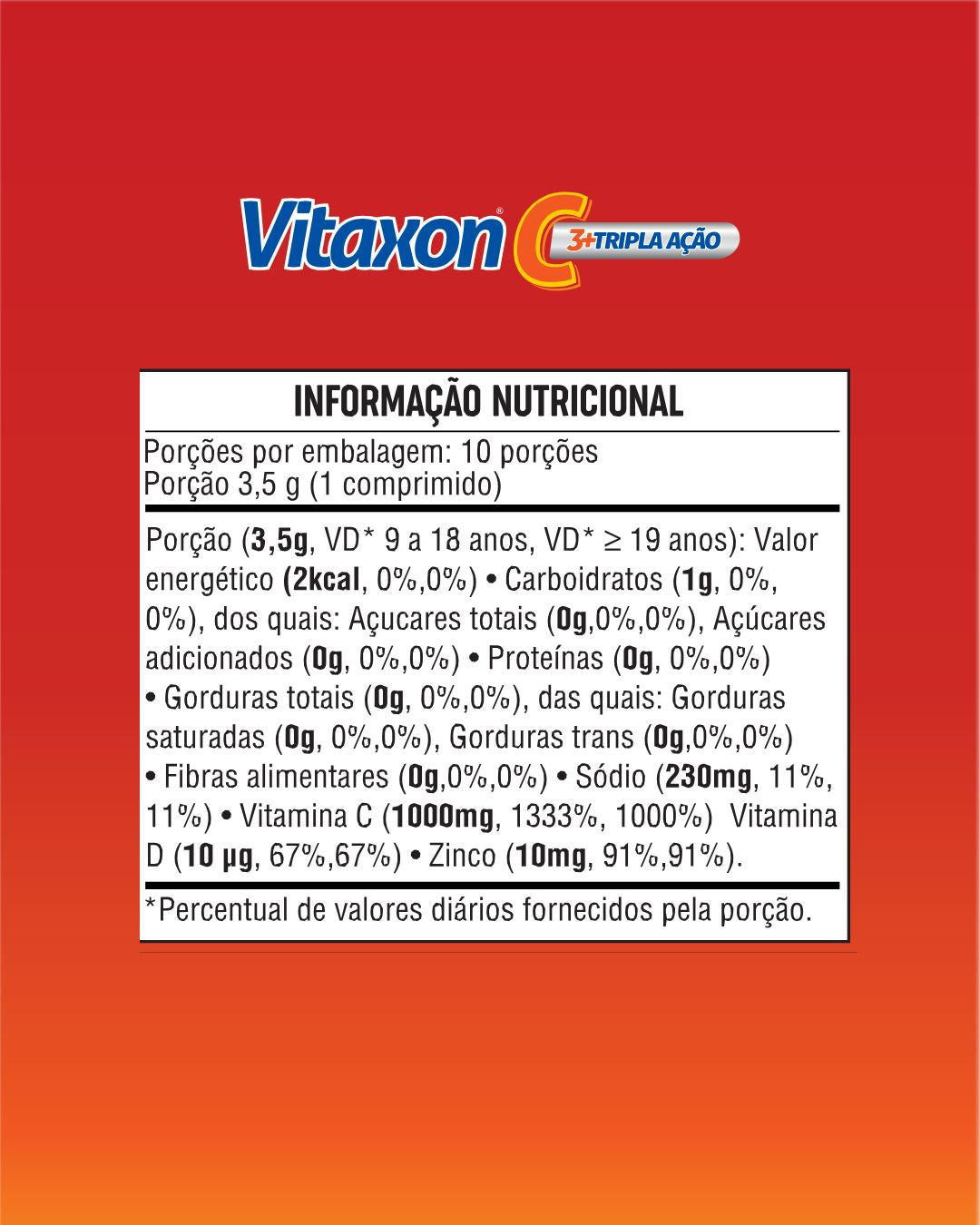 Vitaxon Comprimidos Tripla Ação Fortalecimento Imunológico Airela Vitamina C - 10 Efervescentes